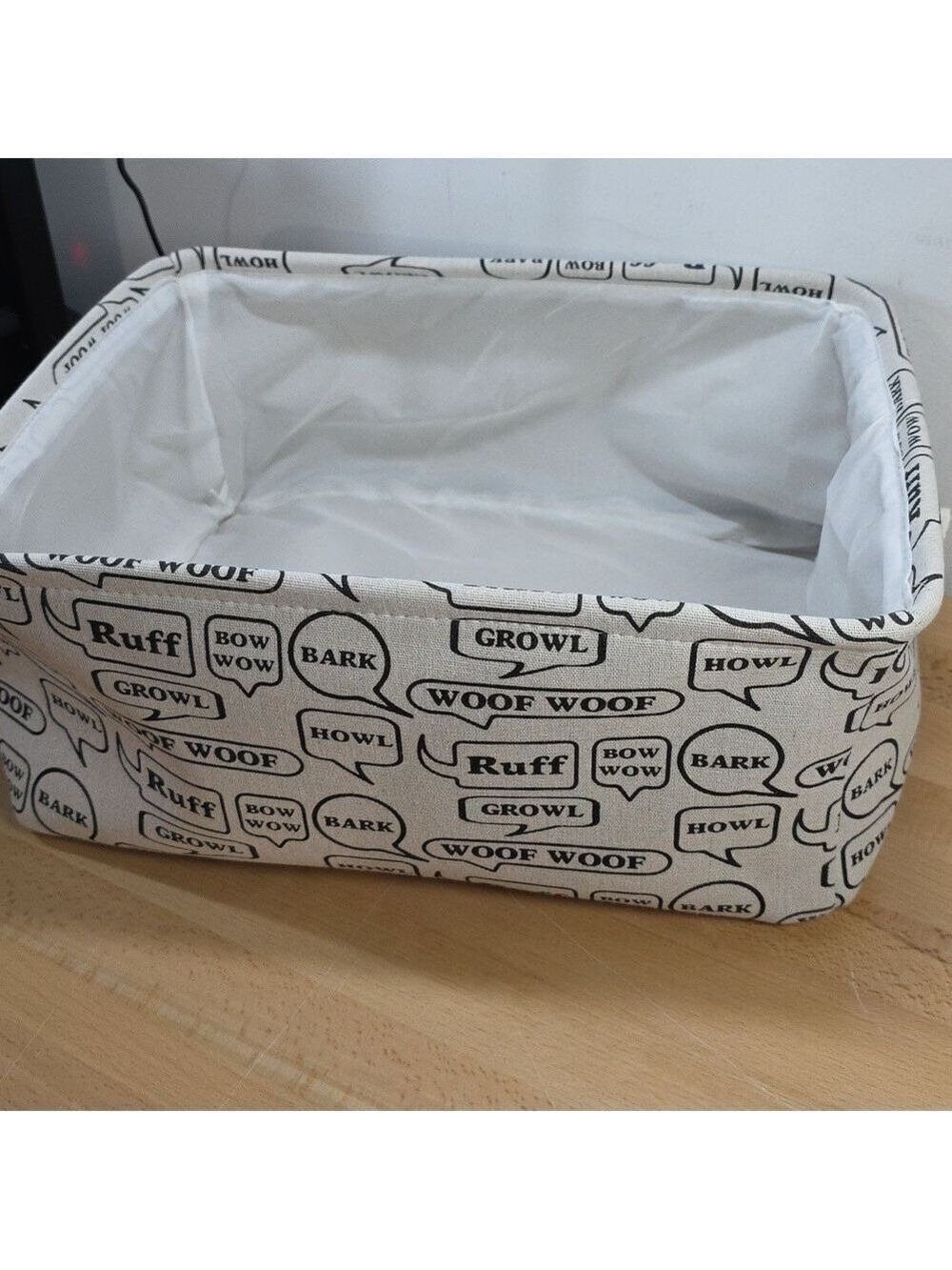 White and Black Dog Patterned Fabric Accessory 13x17x7.5